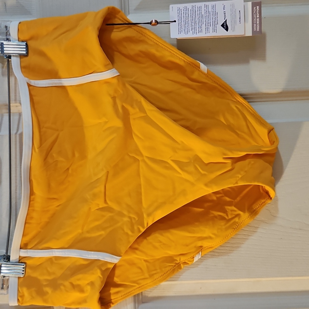 CALIA Women's High Waisted Tipping Swim Bottoms: MARIGOLD: NEW WITH TAGS: SZ L